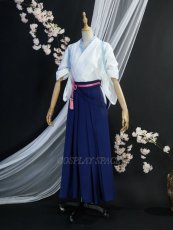 Photo2: Genshin Impact Kamisato Ayaka Tsubaki in Thawing Snow Kimono Cosplay Costume (2)