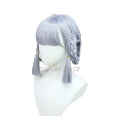 Photo5: Genshin Impact Kamisato Ayaka Springbloom Missive Silver Cosplay Wig (5)