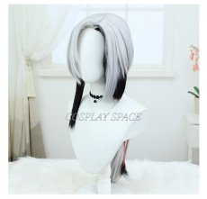 Photo2: Genshin Impact Fatui Servant Arlecchino Silver Long Hair Cosplay Wig (2)