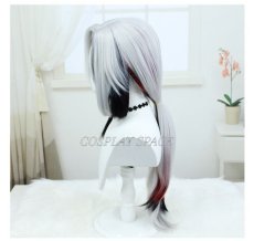 Photo3: Genshin Impact Fatui Servant Arlecchino Silver Long Hair Cosplay Wig (3)