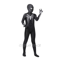 Photo1: Symbiote Black Suit Spider-Man in Marvel's Spider Man Miles Morales PS5 Cosplay Costume Kids (1)