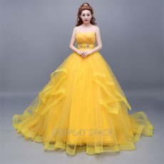 Photo1: Beauty And The Beast Belle Princess Cosplay Costume (1)