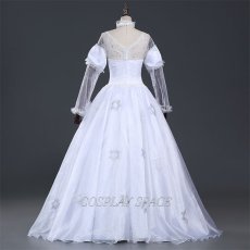 Photo3: Alice In  Wonderland White Qween Dress Cosplay Costume (3)