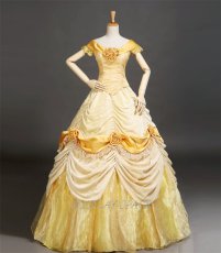 Photo1: Beauty And The Beast Belle Princess Dress  Cosplay Costume (1)