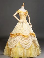 Photo3: Beauty And The Beast Belle Princess Dress  Cosplay Costume (3)