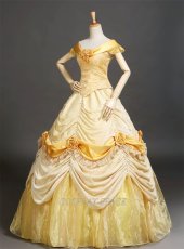 Photo2: Beauty And The Beast Belle Princess Dress  Cosplay Costume (2)