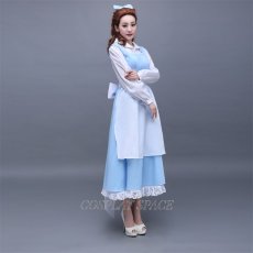 Photo4: Beauty And The Beast Belle Princess Maid Dress Cosplay Costume (4)