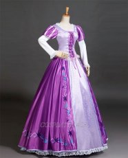 Photo3: Tangled Disney Anime Rapunzel Dress Cosplay Costume (3)