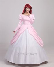 Photo2: Disney The Little Mermaid Ariel Princess Pink Dress Cosplay Costume (2)