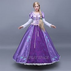 Photo2: Tangled Disney Anime Rapunzel Dress Cosplay Costume (2)