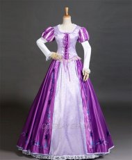 Photo1: Tangled Disney Anime Rapunzel Dress Cosplay Costume (1)