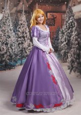 Photo4: Tangled Disney Anime Rapunzel Dress Cosplay Costume (4)