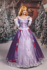 Photo2: Tangled Disney Anime Rapunzel Dress Cosplay Costume (2)