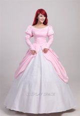 Photo1: Disney The Little Mermaid Ariel Princess Pink Dress Cosplay Costume (1)