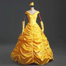 Photo1: Beauty And The Beast Belle Princess Cosplay Costume (1)