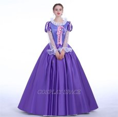 Photo1: Tangled Disney Anime Rapunzel Dress Cosplay Costume (1)