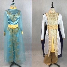 Photo1: Alladin Jasmine Princess/Prince Cosplay Costume (1)