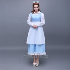 Photo2: Beauty And The Beast Belle Princess Maid Dress Cosplay Costume (2)