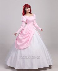 Photo3: Disney The Little Mermaid Ariel Princess Pink Dress Cosplay Costume (3)