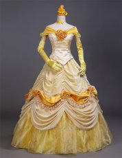 Photo1: Beauty And The Beast Belle Princess Cosplay Costume (1)