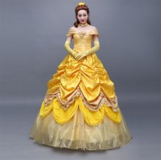 Photo1: Beauty And The Beast Belle Princess Cosplay Costume (1)