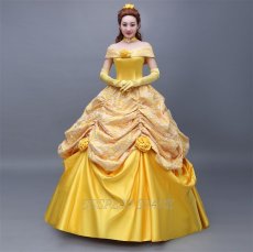 Photo1: Beauty And The Beast Belle Princess Cosplay Costume (1)